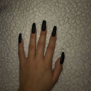 MATTE BLACK COFFIN STICK ON NAILS🖤
